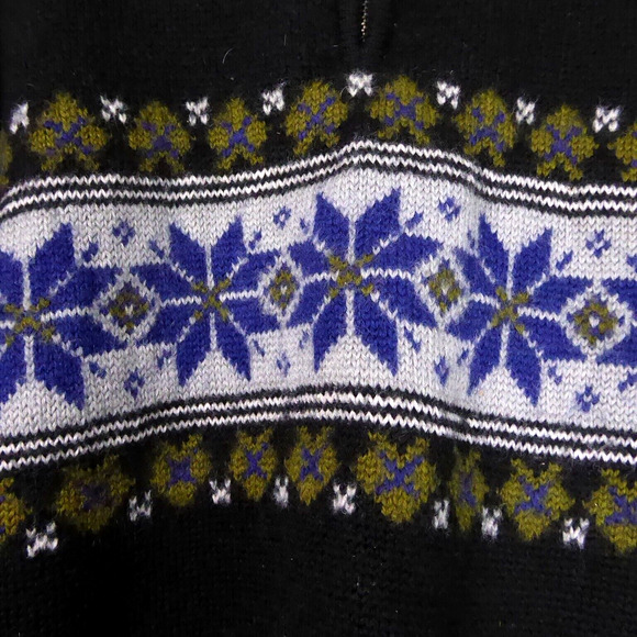 VTG Drops Original Knitwear Wool Sweater Unisex SZ M Partial Zip Fair Isle - Picture 4 of 14